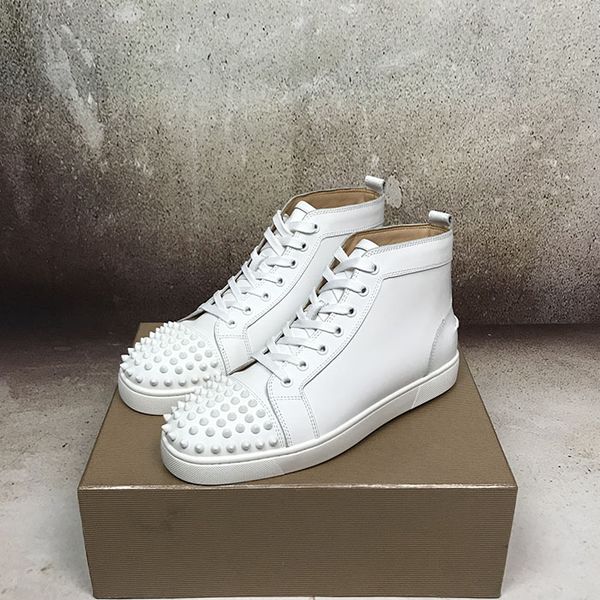 

fashion luxury designer woman shoes casual man sneaker rivets crystal high lace up red blue party wedding shoes drop shipping with box, Black