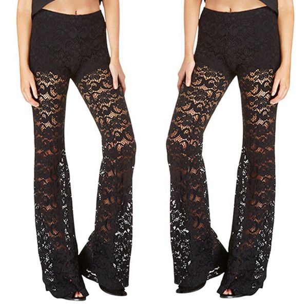

women pants ladies beach summer see through fashion elastic waist, Black;white