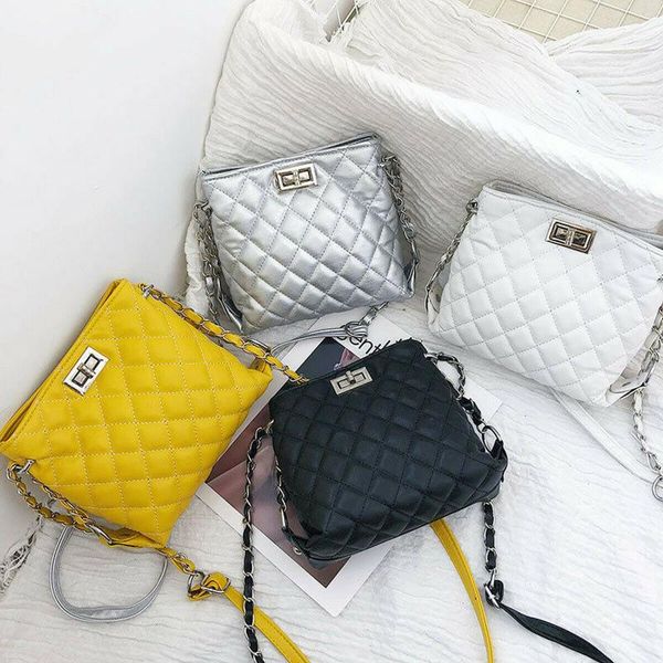 

women ladies shoulder quilted handbag gold chain faux leather cross body bag
