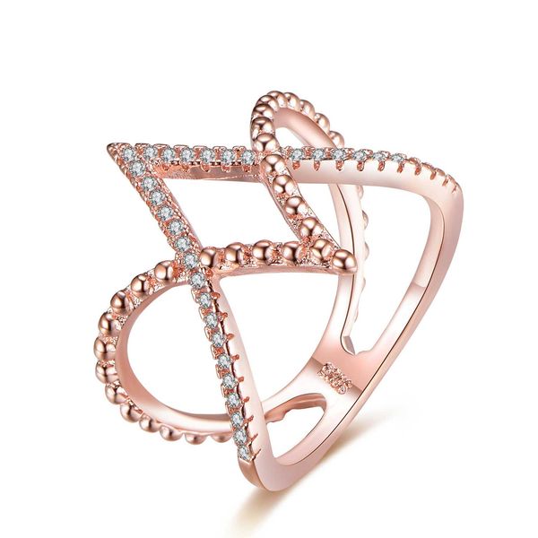 

r654 роскошные кольца ювелирные изделия женский новый стиль нерешительный присоски розовое золото кольца для женщин белый кристалл девушки л, Silver