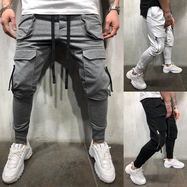 

2019 men full cotton plaid trousers slim fit spring men's slim casual long pants pantalones hombre male harem jogger pants, Black