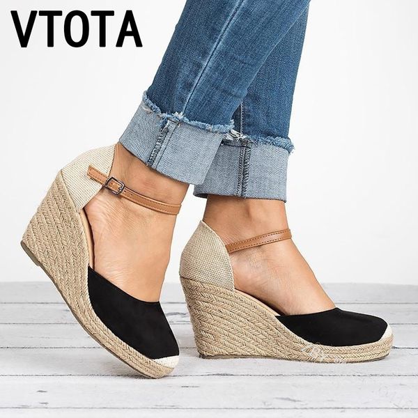 Vtota Plattform Keile Sandalen 2018 Deckabsatz Flock Gladiator Schnalle Gurt gemischte Farben Sommerschuhe Frau Sandalias Mujer H152