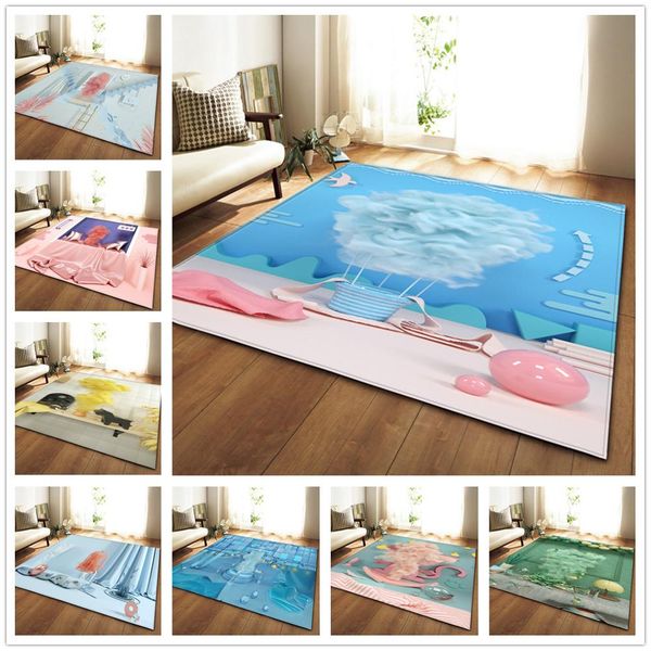 

modern 4d colorful carpet bedroom kids room play mat flannel memory foam large size carpets for living room area rugs home decor