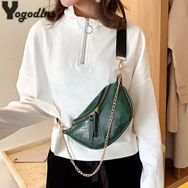

vintage waist bag casual women shoulder messenger bag chest pack crossbody sling mini purse pu leather chain bags for women