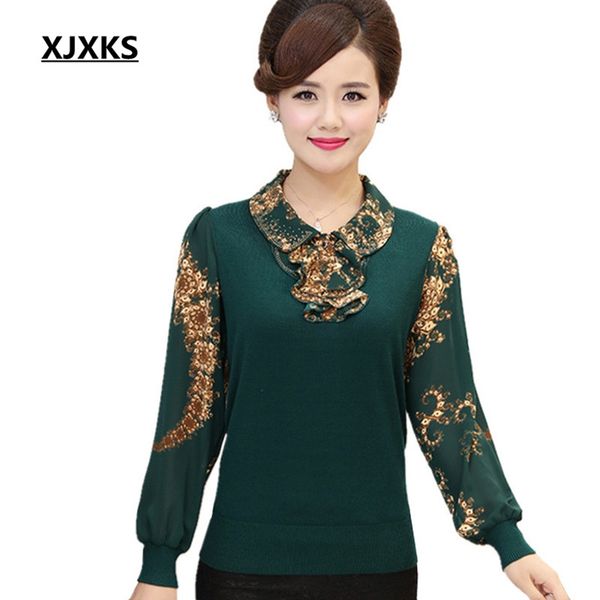 

xjxks women cashmere sweaters and pullovers autumn 2019 comfortable print turn-down collar oversized knitted sweater 115, White;black