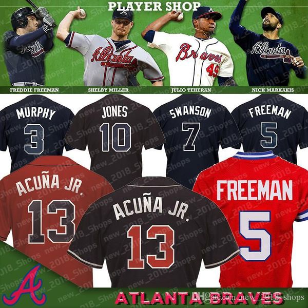 

Atlanta jersey Braves 13 Ronald Acuña Jr.10 Chipper Jones 44 Hank Aaron 5 Freddie Freeman 3 Dale Murphy 7 Dansby Swanson 2019 new