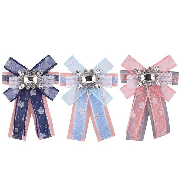 

fashion women bowknot necktie rhinestone corsage bow tie brooch clothes dress decoration accessories 6 types apparel accessories, Black;blue