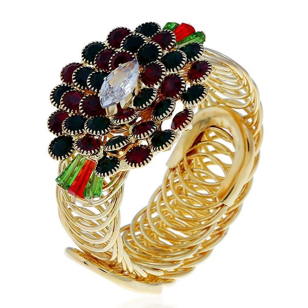 

women fashion adjustable geometric rhinestone opening as picture 44.6g bracelet, Black