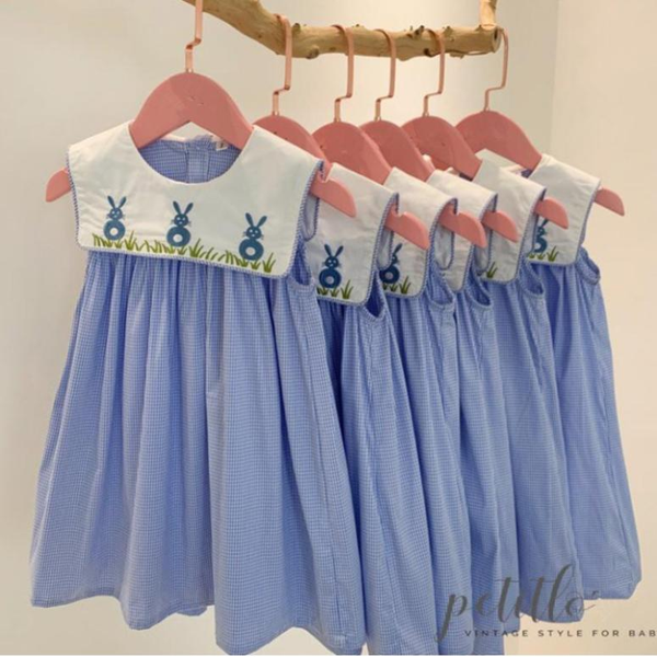 

kids girls spanish smocking sweet cute sailor collar vintage plaid french sleeveless princess dress, Red;yellow