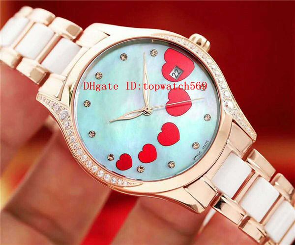 

diamond lady watch rose gold womens watch swiss 8215 automatic mechanical mother-of-pearl dial sapphire crystal super water resistant, Slivery;brown