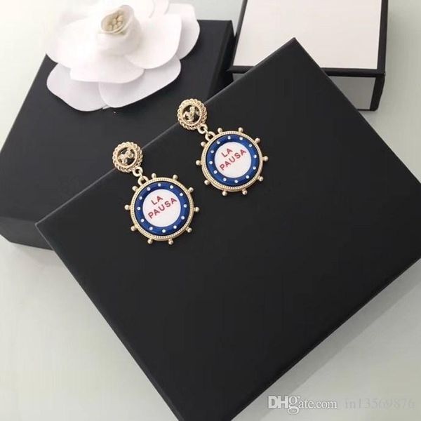 

new with box luxury women's female's ladies' punk circle pendant earring studs eardrop drop earrings with box ing, Golden;silver