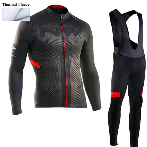 

winter cycling jersey pro team 2020 thermal fleece cycling clothing men long sleeve suit outdoor riding bike clothing bib pants, Black;blue