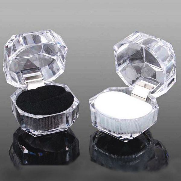 

10pcs/lot new 2018 acrylic ring earring box for jewelry packing display holder carrying cases for ring transparent gift box