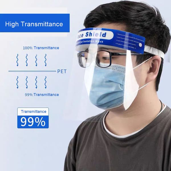 

reusable protection full cover face shield eco recyclable plastic anti fog pet hd clear face mask with sponge