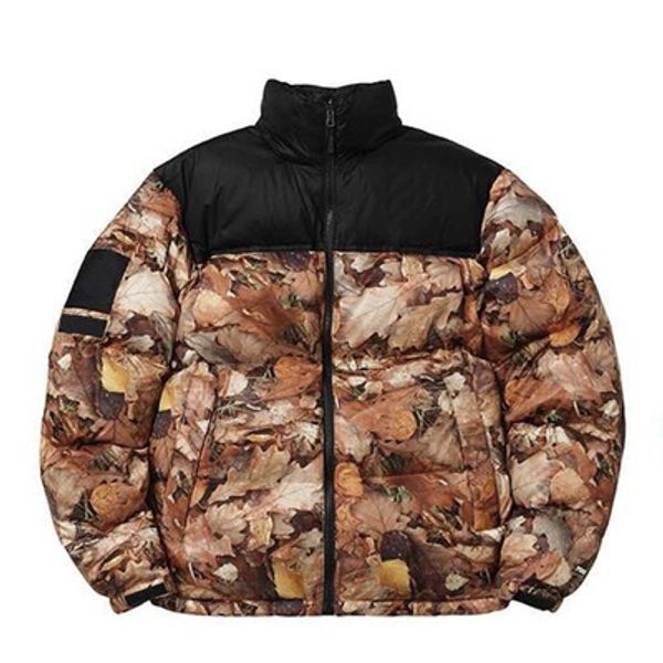 

Новый зимний мужской пуховик Лиственные листья Принт Nuptse Coats Пара пальто Зимняя в