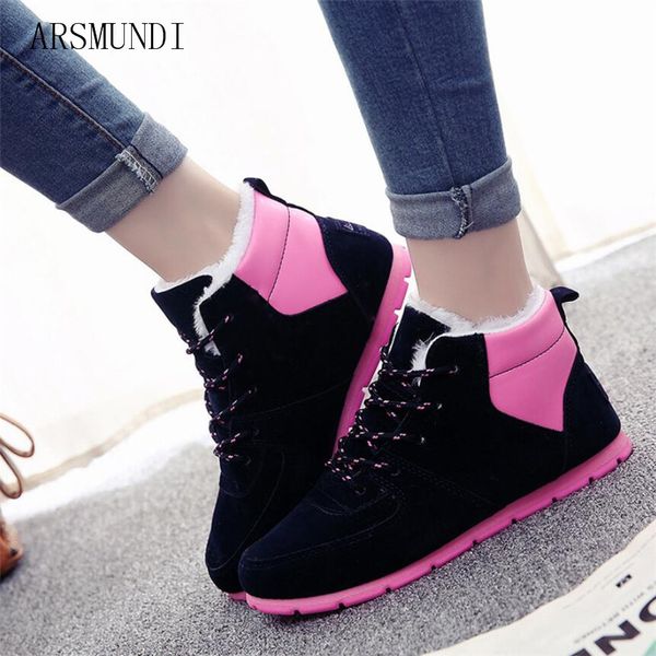 

arsmundi fashion women boots autumn winter boots classic snow ankle winter suede warm plush women shoes l424, Black
