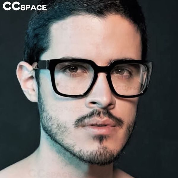 

ccspace classic square glasses frames men women rivet brand optical eyeglasses fashion eyewear computer glasses 45440, Black