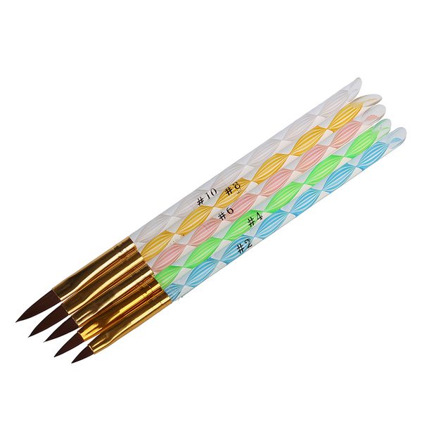 

5 x size acrylic gel nail brush set nail art pen, Silver