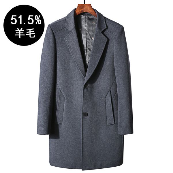 

vogue of new fund of 2019 men's wool coat more men's suit brought the trench coat wear to keep warm, Black