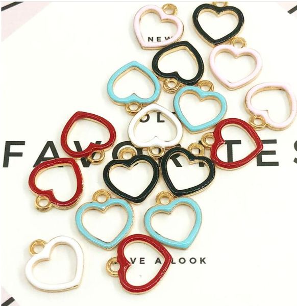 

new 10pcs 5 color love heart diy key chain metal charm pendants jewelry making diy gifts, Bronze;silver