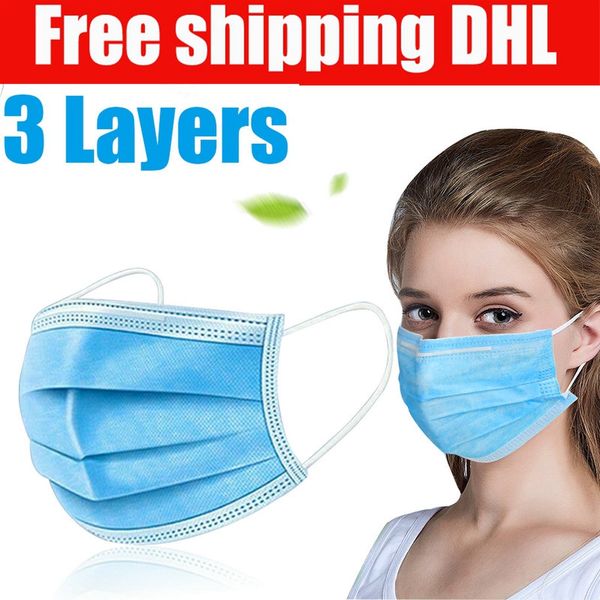 

in stock face mouth anti virus mask disposable protect 3 layers filter dustproof earloop non woven mouth masks