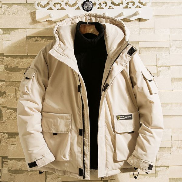 

men's winter jacket coats hooded casual thickened warm cotton jacket men's loose parker coats fashion, Black;brown