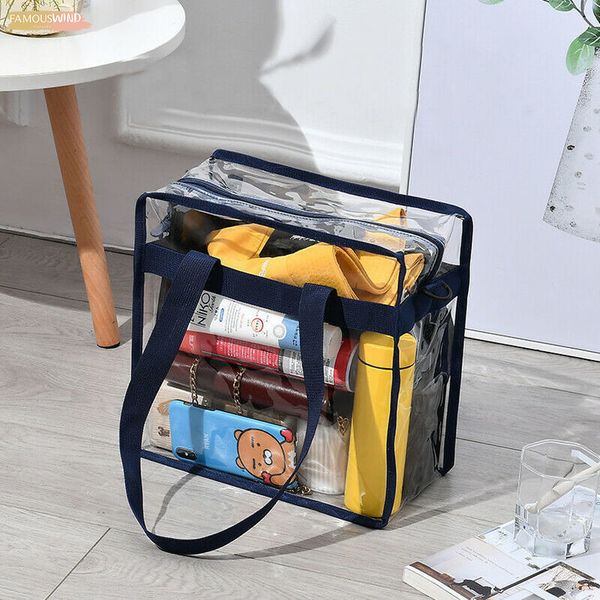 

2020 new style women fashion pvc transparent small tote bag lady portable waterproof travel zipper handbag