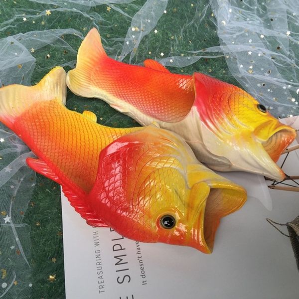 

new funny fish shaped slipper summer outdoor couple soft beach flip-flops men and women breathable shoes lovers drag slippers-80, Black