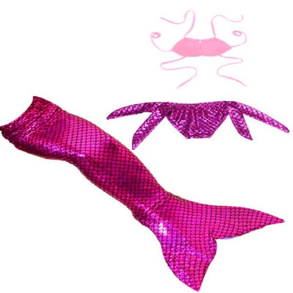 

3pcs/set little mermaid tails for swimming costume mermaid tail cosplay girls swimsuit kids children swimmable suit no monofin, White