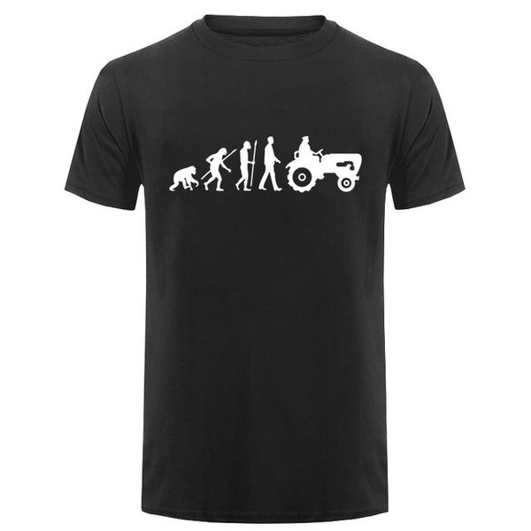 

men's t-shirts style summer fashion evolution tractor t-shirt short sleeve shirt cotton birth farm farmer, White;black