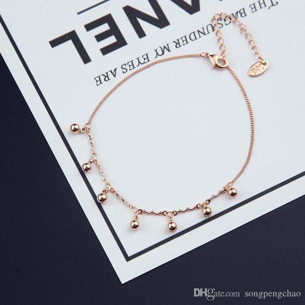 

anklet female models korean fashion hypoallergenic female models small round beads rose gold beach anklet jewelry wholesale, Golden;silver