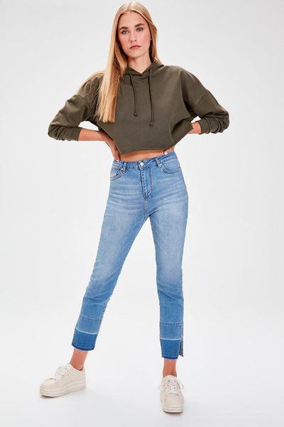 

trendyol mavi trotting detailed high waist slim fit jeans twoaw20je0068, Blue