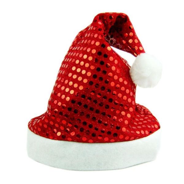 

bling bling glittering paillettes decor christmas hat cap christmas decoration (red