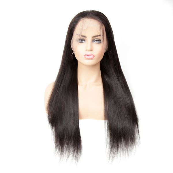 

13x6 lace front human hair wigs for women remy glueless straight lace front wig 13x4 pre plucked brazilian lace wig, Black