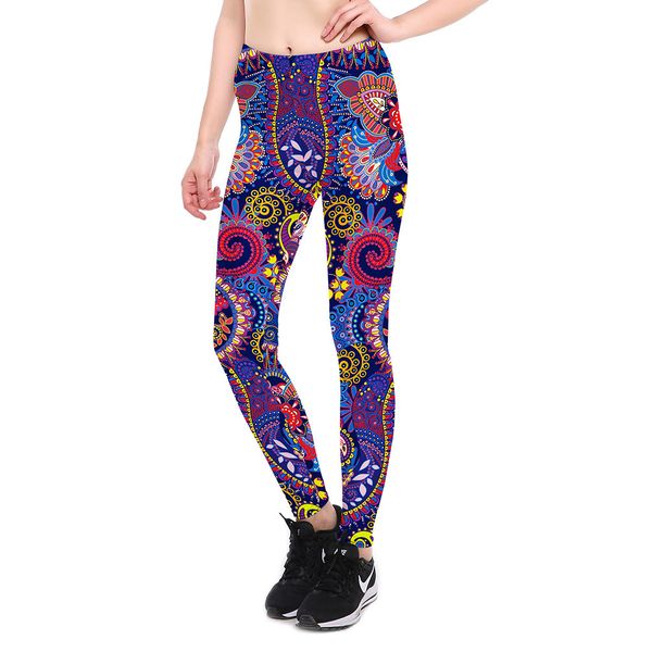 

jigerjoger vintage retro pattern paisley printed character pants sport woman sweat leggings slim full length pro power jeggings, Black;blue