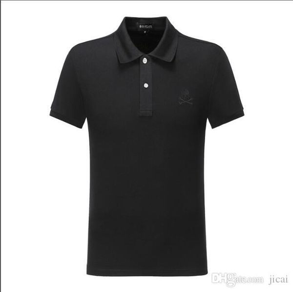 

wholesale leisure time men's wear cotton large-size short-sleeved t-shirt summer lapel polo shirt phillip plain designer #6880, White;black