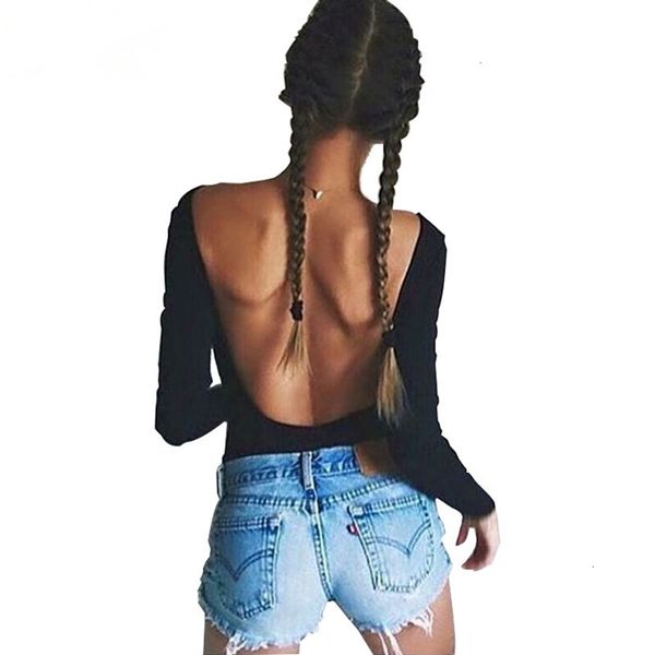 

bodysuit women autumn winter backless bodysuit long sleeve skinny black bodysuit jumpsuit overalls drop shipping, Black;white