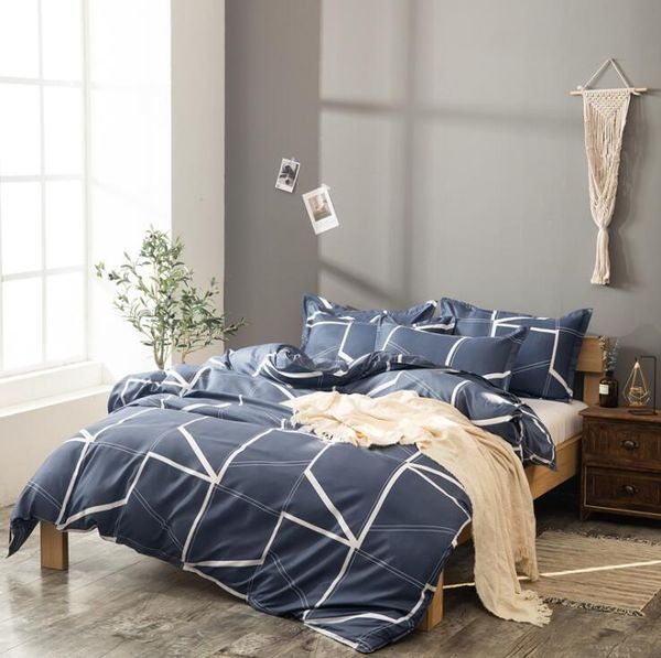 Simple Nordic Duvet Cover Set Geometric Lines Comforter Bedding