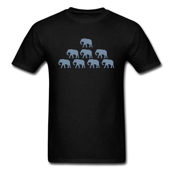 

2020 design elephants short sleeve t-shirt men black o-neck tee shirts family group plus size cartoon silhouette, White;black