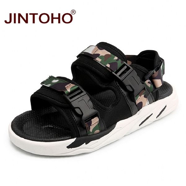 

jintoho summer men leather sandals fashion casual men shoes beach shoes summer beach sandals casual male, Black