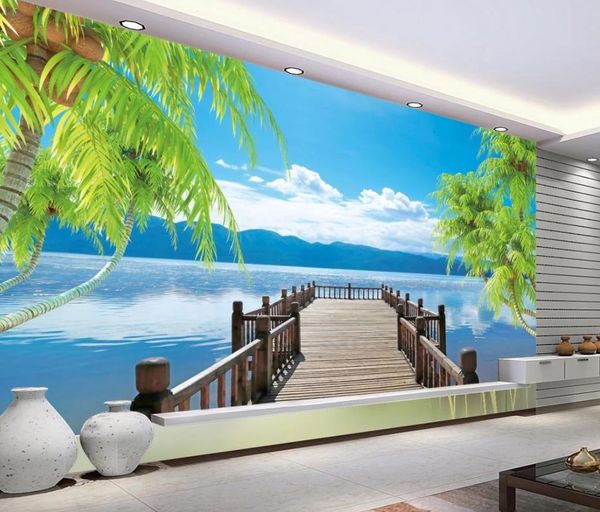 

sea landscape tv background wall modern wallpaper for living room