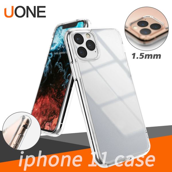 Custodia in TPU di cristallo gommoso di spessore 1,5 mm Assorbimento degli urti Cover posteriore trasparente morbida per iPhone 11 PRO MAX X XS MAX XR