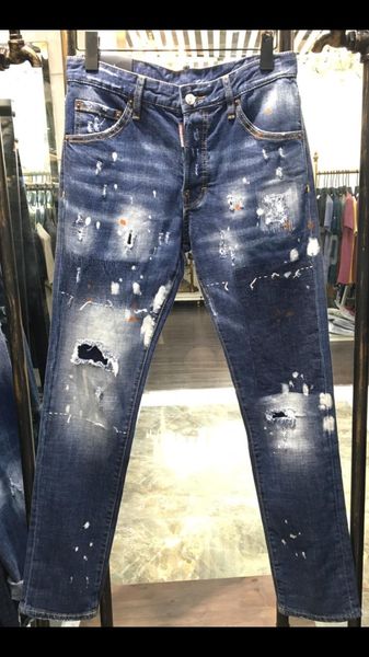 

men distressed ripped skinny jeans fashion designer mens slim motorcycle moto biker causal mens denim pants hip hop 1328, Blue