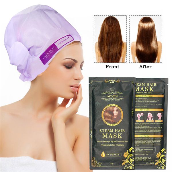 Automático aquecimento vapor 35g máscara de cabelo keratin argan tratamento óleo reparo grosseiro hidratante óleo nutritivo para cuidados com os cabelos 6 pcs