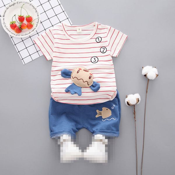 

summer suit for children aged 0-4 with pure cotton sliver doll short sleeve two-piece set round collar baby girl clothes, White
