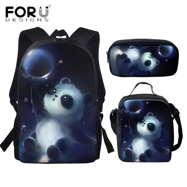 

forudesigns funny school bags for teenager boys girls cartoon galaxy panda print 3pcs scool back set vintage student backpacks