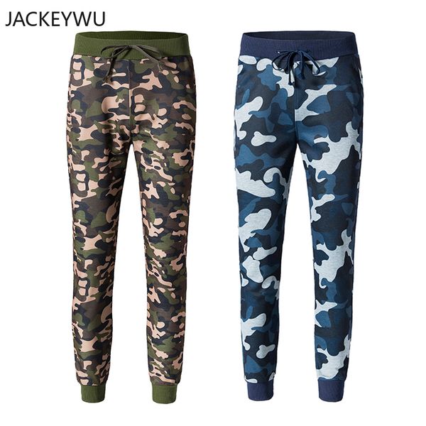 

марка камуфляж joggers мужчины 2019 осень мода упругие талии тонкий sweatpants мужчины hip hop sportswear длинные брюк, Black