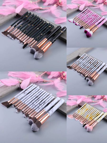 

горячие кисти для макияжа 15шт мраморный цвет узор makeupbrush профессиональный макияж кисти набор румян тени для век макияж кисти dhl беспл
