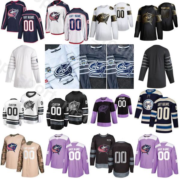 

custom name ice hockey columbus blue jackets 3 seth jones jerseys golden edition 28 oliver bjorkstrand 13 cam atkinson 71 nick foligno, Black;red