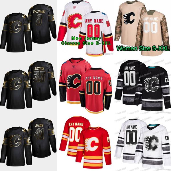 

41 Mike Smith 2019 Golden Edition Calgary Flames 32 Jon Gillies 33 David Rittich 8 Juuso Valimaki Mikael Backlund James Neal Hockey Jerseys